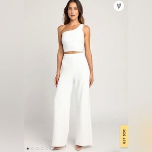 Amor and Beyond Ivory One-Shoulder Two-Piece Jumpsuit